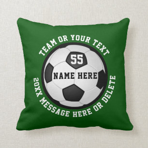 Coussin Idées de cadeaux de soirée senior de football vert