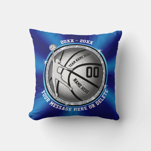 Coussin Idées supérieures bleues de cadeau de basket-ball (Recto)