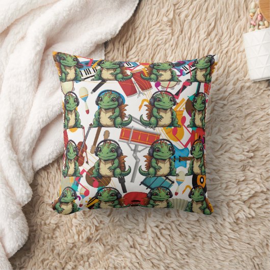 Coussin Iguana écoute de la musique (Couverture)