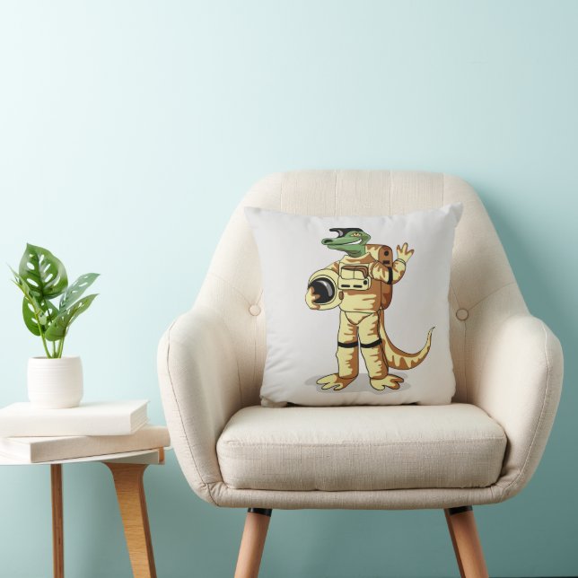 Coussin Iguanodon Habillé Dans Un Spacesuit Cosmonaute. (Chaise)