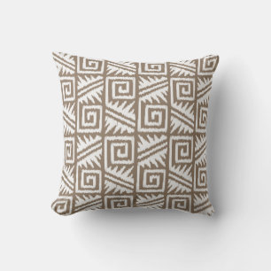 Coussin Ikat Aztec Tribal - Taupe Tan et Crème