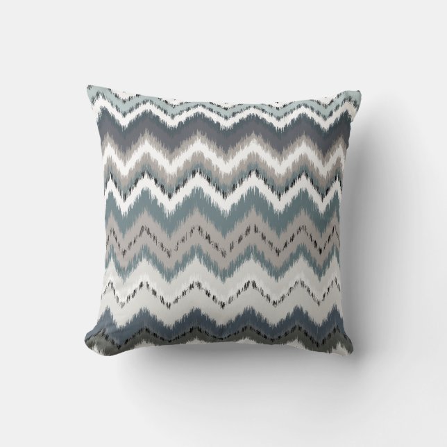 Coussin Ikat gris Chevron (Recto)