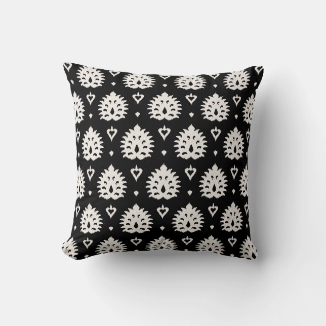 Coussin ikat noir et blanc chic moderne (Recto)