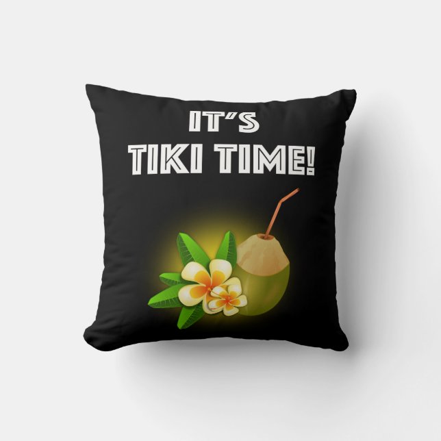 Coussin Il est temps de Tiki ! Barre tropicale de Tiki (Recto)