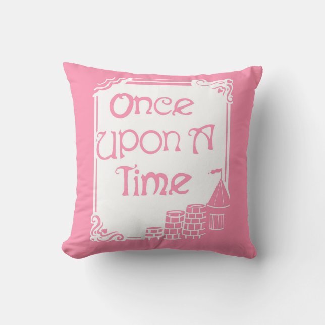 Coussin il était une fois de rose et de blanc (Recto)