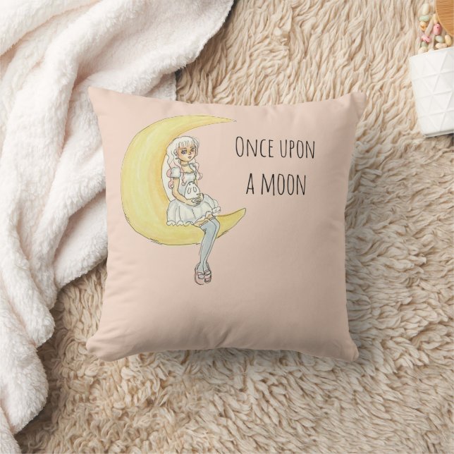 Coussin Il était une fois une fille lapin de lune (Couverture)