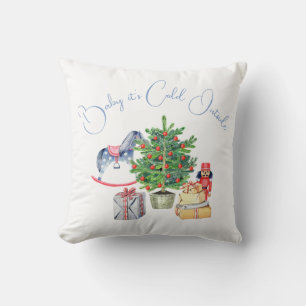 Coussin Il fait froid à l'extérieur du Baby shower de Noël