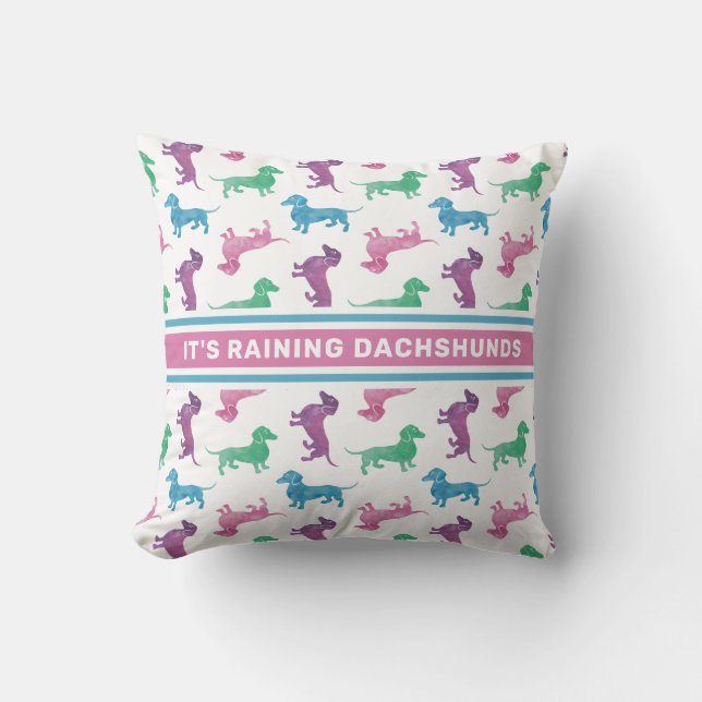 Coussin Il pleut des Dachshunds mignons Pastel Doxies (Recto)
