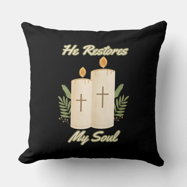 Coussin Il Restaure Ma Citation De La Bible De L'Âme (Recto)