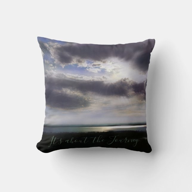 Coussin Il s’agit du voyage, coucher de soleil romantique  (Recto)