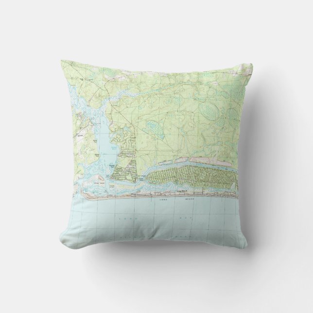 Coussin Île la Caroline du Nord Map (1990) de chêne (Recto)