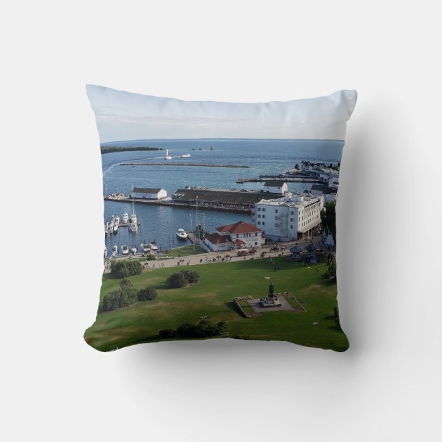 Coussin Île Mackinac et port du Michigan (Recto)