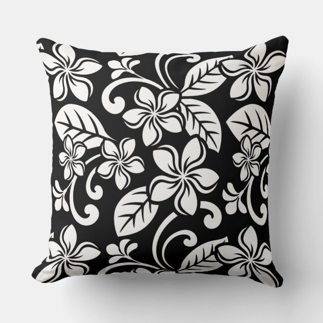 COUSSIN ÎLE PLUMERIA (NOIR) (Recto)