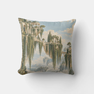 Coussin Îles de jardins flottants au-dessus de nuages doux