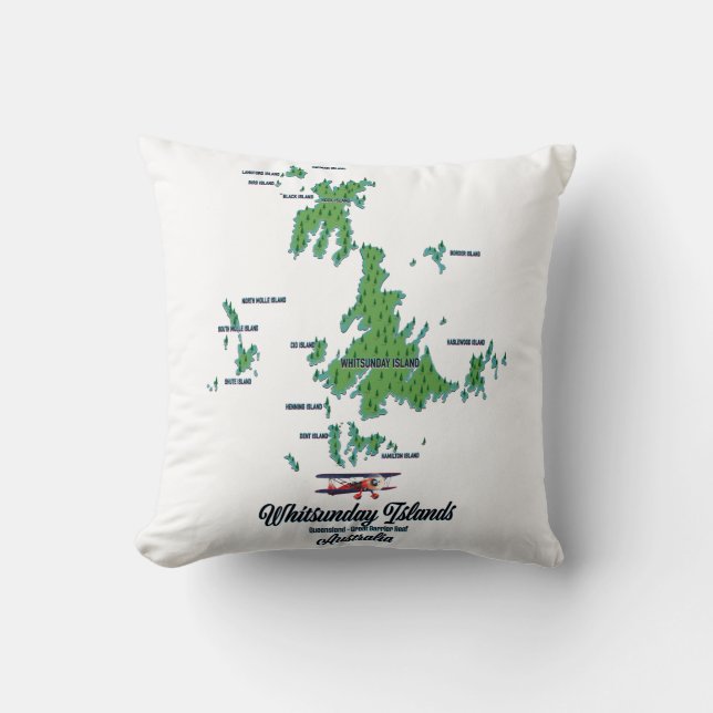Coussin Îles Whitsunday Australie affiche de carte (Recto)