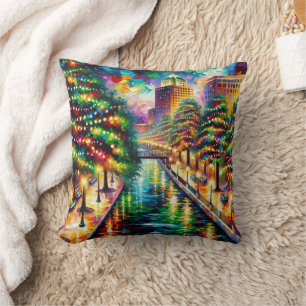 Coussin "Illumination de Noël : San Antonio Riverwalk"
