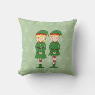 Coussin illusima Elfes de Noël Flocons de Neige Vert