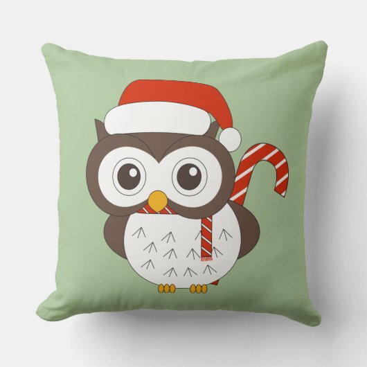 Coussin illusima M. Hibou Lumière de Noël Vert (Recto)
