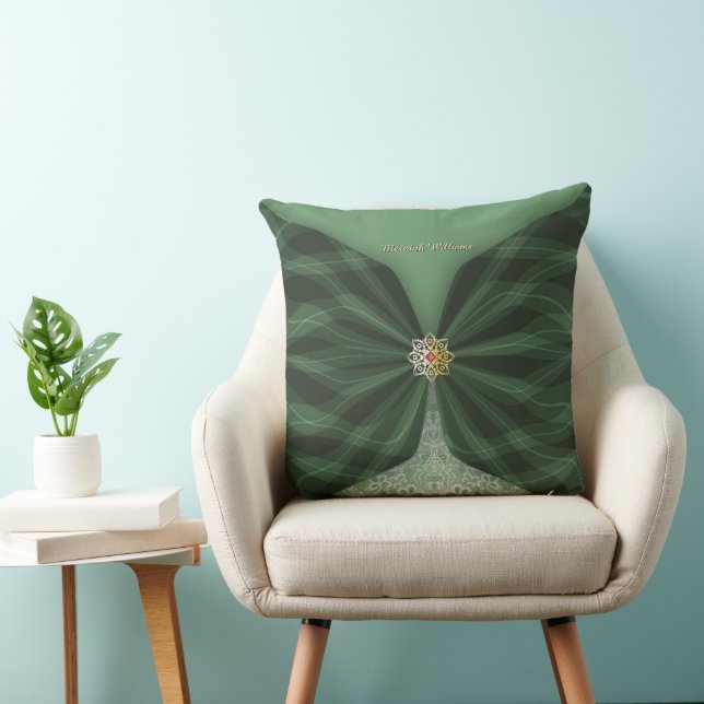 Coussin Illusion de textile vert botanique personnalisé (Chaise)