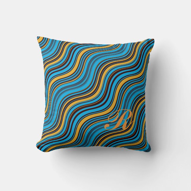 Coussin Illusion optique colorée Motif vague initial (Recto)