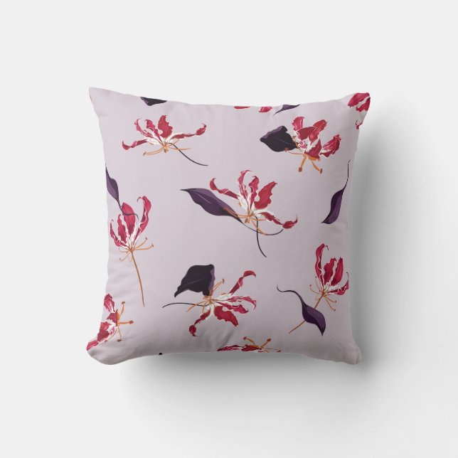 Coussin Illustration à main florale Lily motif (Recto)