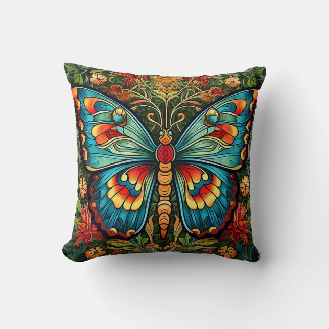 Coussin Illustration Abstraite de papillon coloré (Recto)