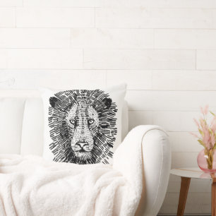 Coussin Illustration abstraite de tête de lion audacieuse