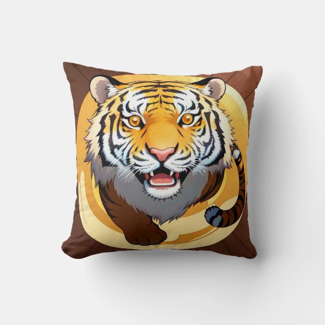 Coussin Illustration abstraite de tigre en or (Recto)