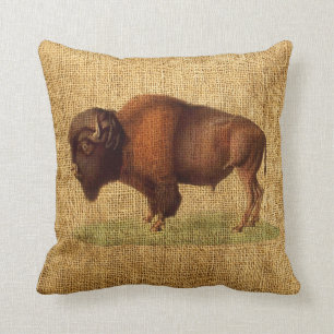 Coussin Illustration américaine de Buffalo de bison