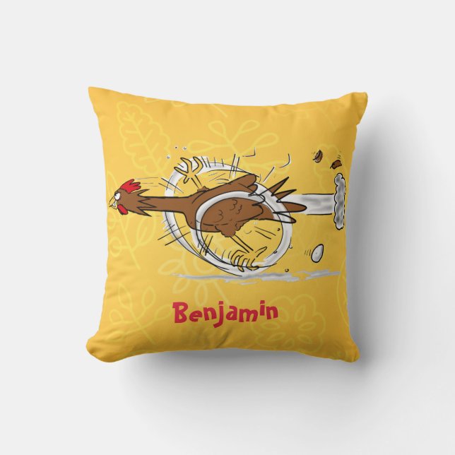 Coussin Illustration amusante de poulet cool (Recto)