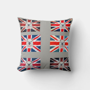 Coussin Illustration anglaise de Bulldog et Union Jack