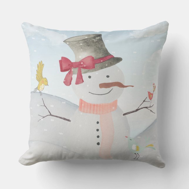 Coussin Illustration animale d'animal de neige de bonhomme (Recto)
