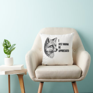 Coussin Illustration au crayon Renard Je veux juste être a