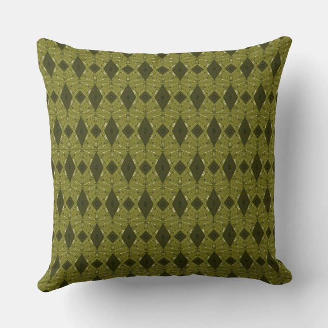 Coussin Illustration Bohème Chintz S Vert Olive (Verso)