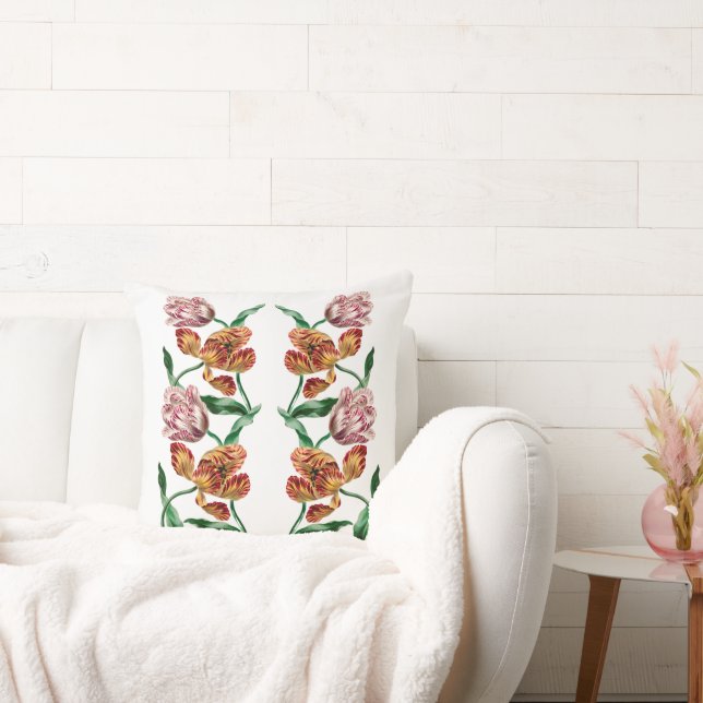 Coussin Illustration botanique de tulipe vintage (Canapé)