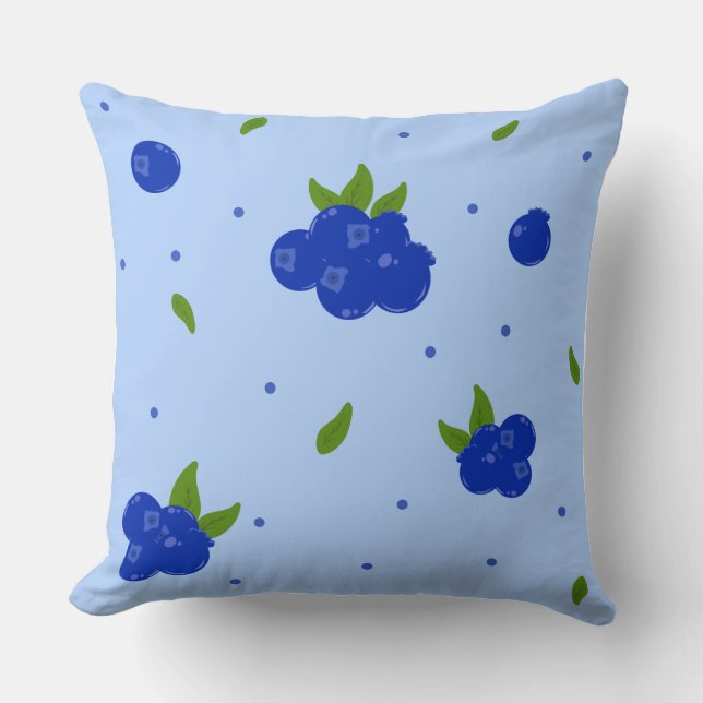 Coussin Illustration botanique mignonne de myrtille sur fo (Recto)
