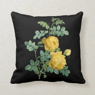 Coussin Illustration botanique vintage de rose jaune