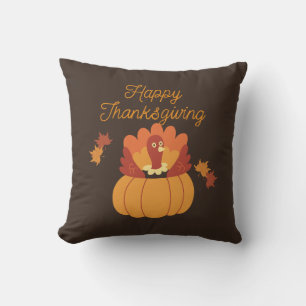 Coussin Illustration Brown Thanksgiving