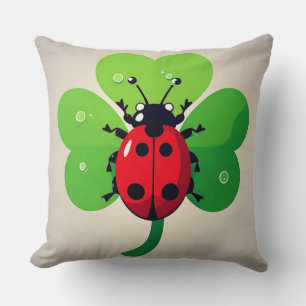 Coussin Illustration colorée de coccinelle sur feuille de 