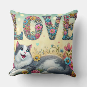 Coussin Illustration colorée d'un chat
