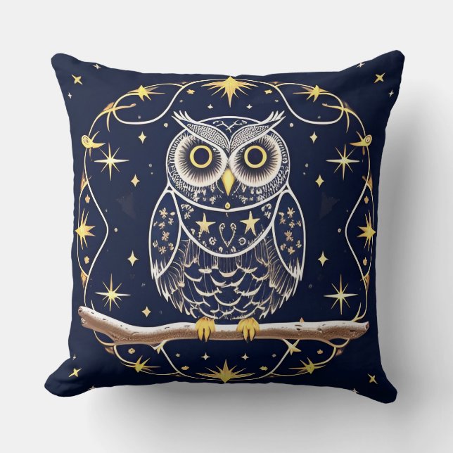 Coussin Illustration complexe de hibou nocturne (Recto)