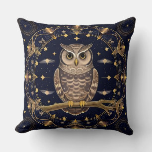 Coussin Illustration complexe de hibou nocturne