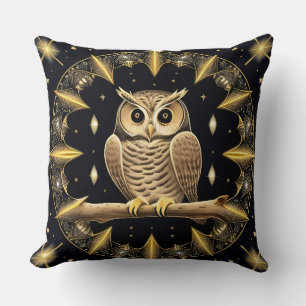 Coussin Illustration complexe de hibou nocturne