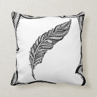 Coussin Illustration complexe énervée et chic de plume de