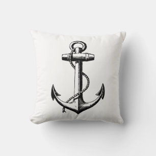Coussin Illustration d'ancre nautique vintage