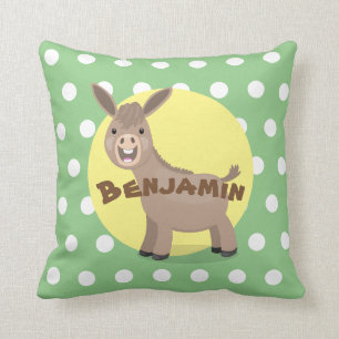 Coussin Illustration d'âne miniature joyeux