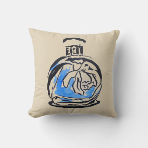 Coussin Illustration d'aquarelle de mode de bouteille de p