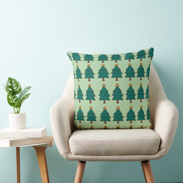 Coussin illustration d'arbre de Noël  (Chaise)