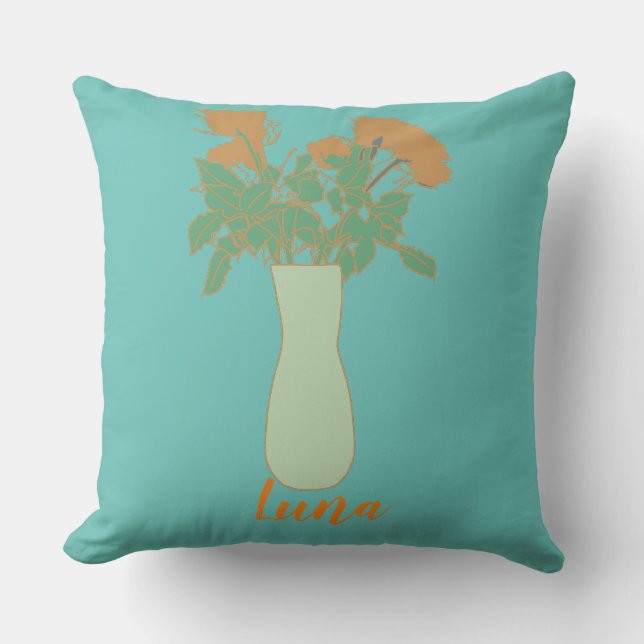 Coussin Illustration d'art floral original moderne (Recto)
