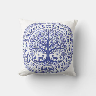 Coussin Illustration d'art tribal indien Warli | Minimalis